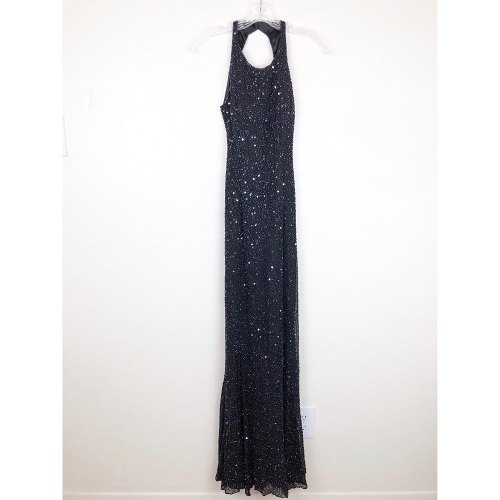 Scala 100% Silk Beaded Maxi Backless Dress Gown XS‎